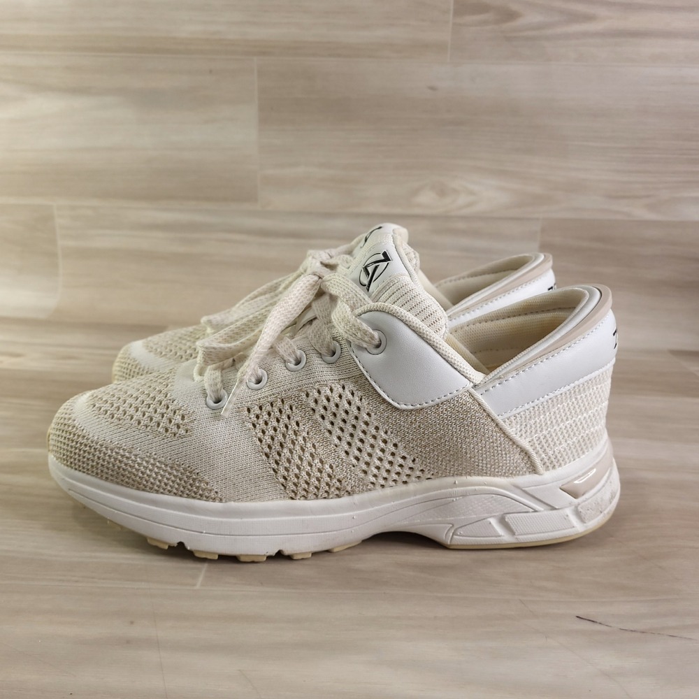 Zeba Hands Free Sneakers Womens 9.5 Cream White Knit Slip On Walking Shoes - Picture 2 of 14